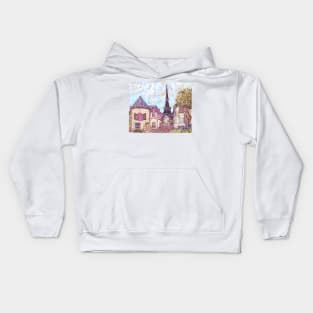 Paris Eiffel Tower Inspired Landscape Pointillism Kids Hoodie